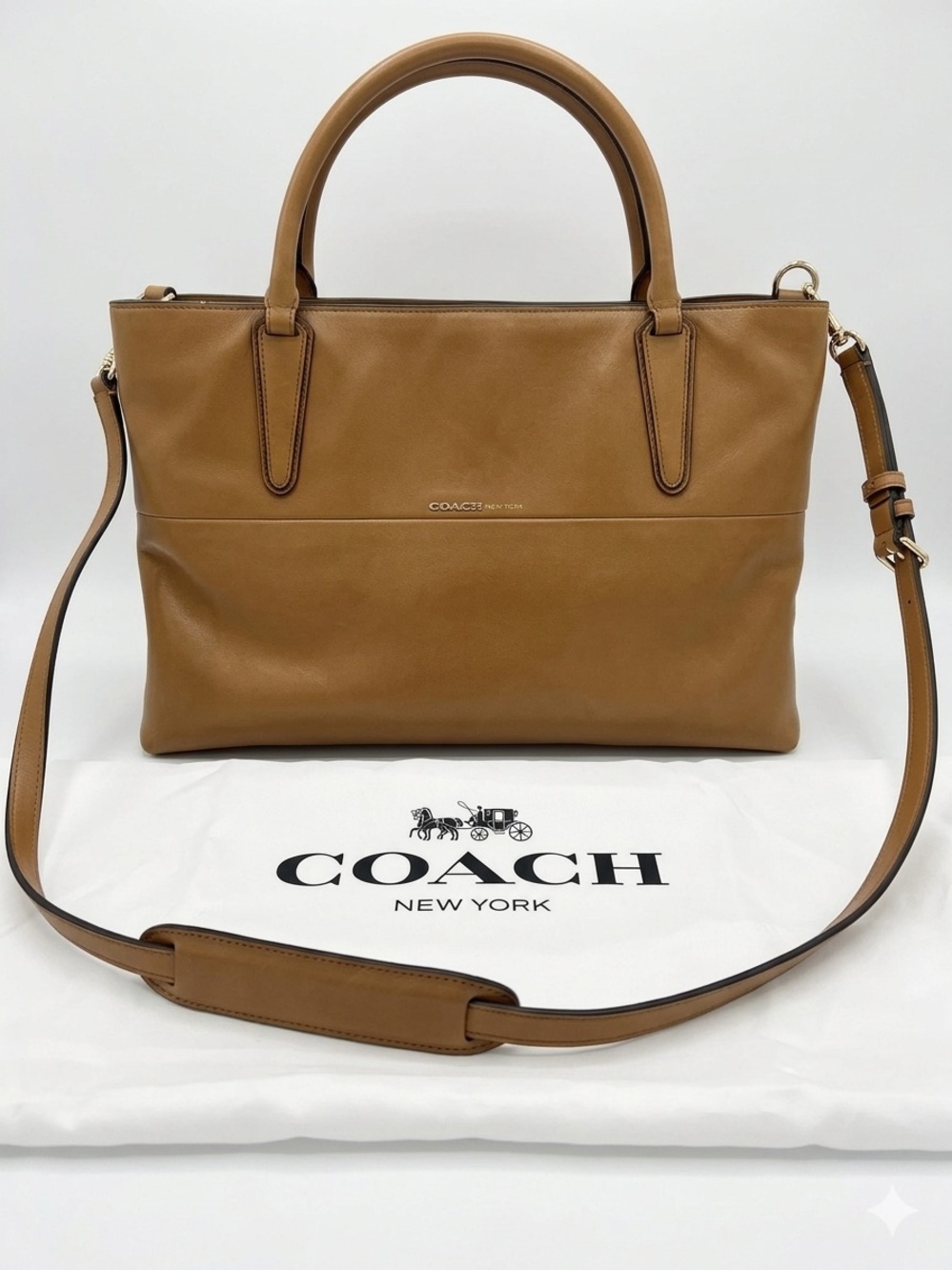 Coach Borough tote Tan Leather Satchel with Detachable Strap